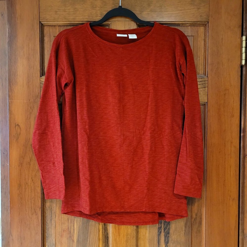 St. Tropez West EUC Rust Long Sleeve Cotton Shirt Size XS